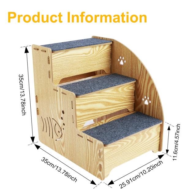 Escadas removíveis antiderrapantes para cães pequenos e gatos com 3 níveis - Cama confortável para sofá-camas e suprimentos essenciais para pets