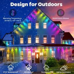 Outdoor Eaves Luzes LED, Waterproof RGB String Lights, DIY Iluminação Cena, Feriado de Natal e Festa de Aniversário Iluminação, 20m, App - Image 4