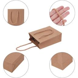 Sacos de presente reutilizáveis Kraft com alça, sacos de festa, presente tratar, sacola para aniversário, casamento, 4,7x2x6 polegadas, 20pcs - Image 4