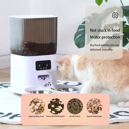 Alimentador automático inteligente para gatos com câmera, Comida seca e Video Dispenser, Gravador de voz, Alimentador automático para cães, 5L Double Bowls - Image 2