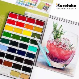Kurettake-Conjunto de Tintas Aquarela Sólida, Tintas Metálicas para Pintura, Fontes de Arte, 6 Cores, 12, 24, 36, 48 Cores - Image 1