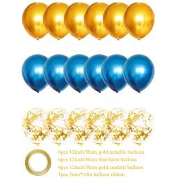 18 pçs misturado azul ouro metálico cromo confetes balões de látex menino homem festa de aniversário decoração do chuveiro do bebê - Image 2
