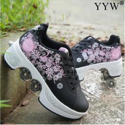 Tênis casuais unissex para adultos e crianças, andar patins, tênis deformáveis, patins de quatro rodas, sapatos de parkour, homens e mulheres - Image 2