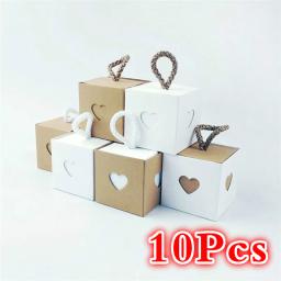 Caixa De Presente De Papel Kraft Vintage, Embalagem De Doces, Caixa De Papelão De Casamento, Sacos De Biscoito, Sacos De Presente, Embrulho Suprimentos, 10Pcs - Image 1