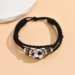 Pulseira de couro personalizada masculina, pulseira estilo fã de futebol, acessório personalizado para férias, 1pc - Image 5