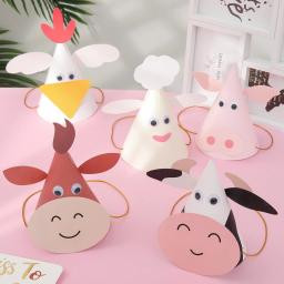 Dia das crianças Animal Aniversário Chapéu, Festa DIY, 5pcs - Image 1