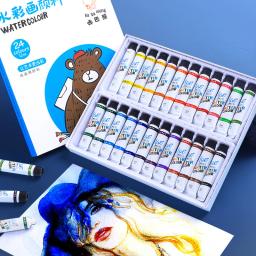 12/24 cor aquarela pintura conjunto iniciante selado tubo 5ml 12ml lavável não-tóxico portátil material da arte do estudante - Image 1