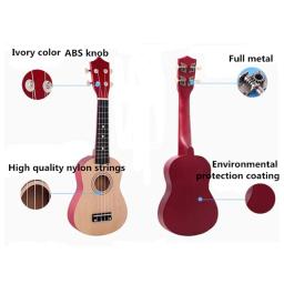 Ukulele soprano de 21 polegadas para iniciantes Hawaii guitarra de quatro cordas + corda + instrumento musical de picareta - Image 4