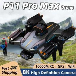 Novo p11 max rc drones 8k profissional hd câmera dupla wifi de quatro vias inteligente evitar obstáculos dobrável quadcopter brinquedos presentes - Image 1