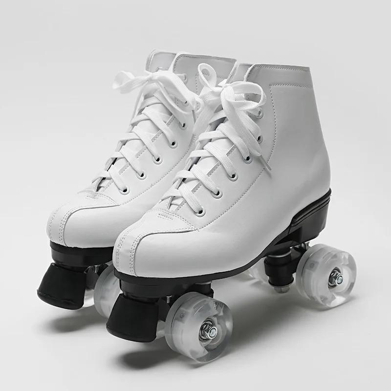 Patins de quatro rodas para crianças e adultos, fileira dupla, patins inline para homens e mulheres, patins piscantes - Image 1