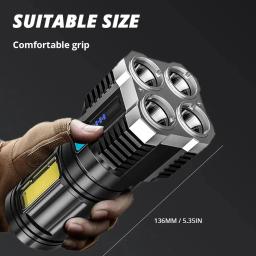 Lanternas Recarregáveis LED de Alta Potência, Refletor de Acampamento, Luz Lateral, 3 Modos de Iluminação, 4 LEDs, Apto para Aventura, Exterior - Image 6