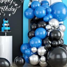 Kit Arco Balão Infantil, Festa de Aniversário, Graduação, Revelar Gênero, Decoração de Casamento, Guirlanda Prateada e Metal, Azul Royal e Preto - Image 6