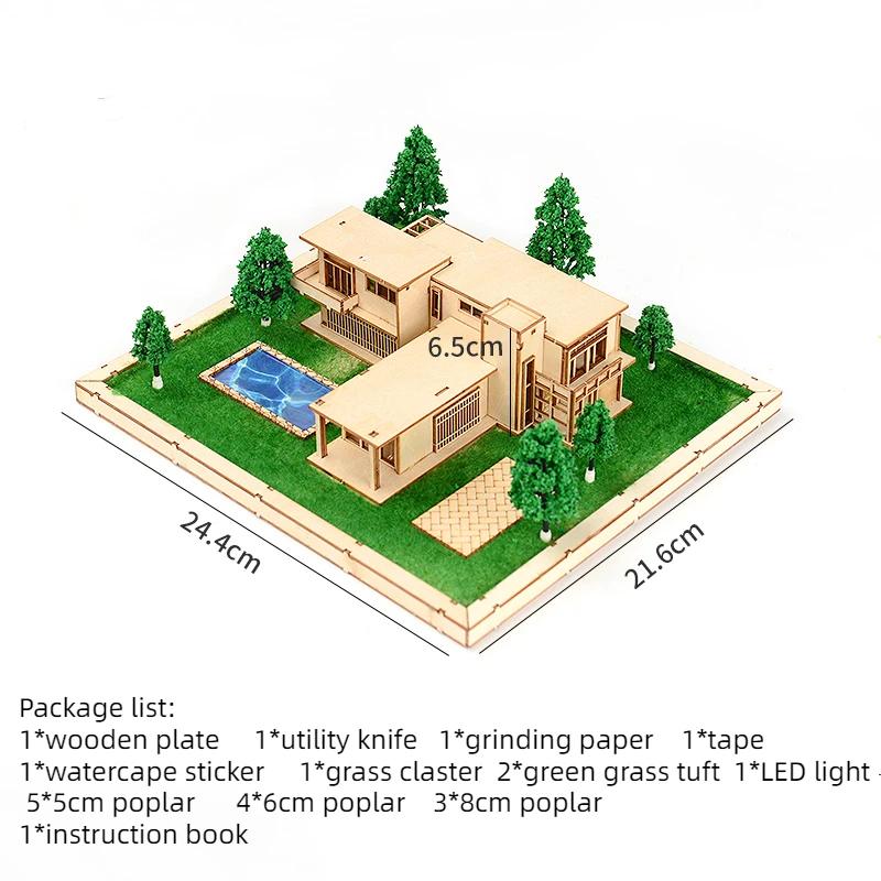 Pré-fabricada Casa de jardim ao ar livre com artesanato de madeira, construção em miniatura, Villa Farm, maquete DIY, Diorama Cenário, Escala 1:200 - Image 1