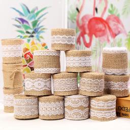 Handmade Natural Juta Burlap Lace Rolls, decoração de casamento, rolo de laço vintage, fita de embrulho, 14 estilos, 2 metros - Image 1