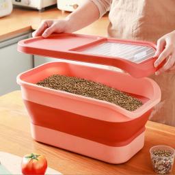 Recipiente De Armazenamento De Alimentos Dobrável Com Tampa, Recipiente De Alimento Dobrável Pet, Caixa De Vedação Hermética, Caixas De Armazenamento De Grãos De Cozinha, Cão e Gato - Image 1