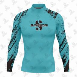 Savancini-camisa de manga comprida masculina com proteção UV, roupas masculinas para natação e mergulho - Image 6