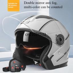 Capacete de scooter elétrico 730, capacete de motocicleta, lente dupla de quatro estações - Image 1