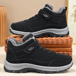 Sapatos masculinos de veludo de inverno novas botas de neve de cano alto ao ar livre botas de algodão de veludo de sola grossa - Image 1