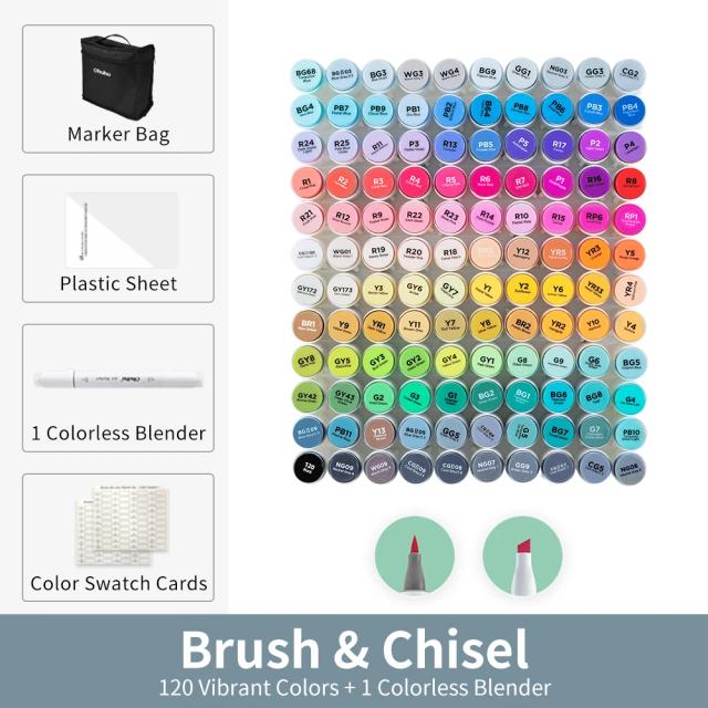 Conjunto de Canetas Marcadoras Coloridas Recarregáveis com Pontas Duplas para Desenho e Arte Escolar - Ohuhu Honolulu