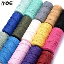 Iyoe 20m 3mm cabo de algodão multicolorido fio tecido corda para diy artesanato tapeçaria saco decoração para casa acessórios artesanais (não 1 rolo) - Image 1