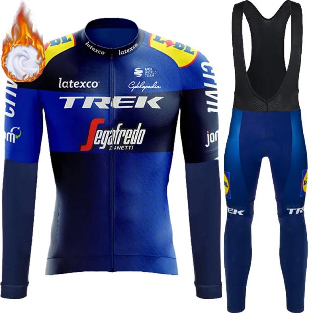 Conjunto Térmico de Ciclismo para Homens: Jersey, Calças e Camiseta Profissional para Inverno 2024 MTB TREK
