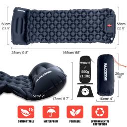 PACOONE-Ultraleve Outdoor Camping Dormir Pad, Air Mat, colchão inflável com travesseiros, Built-in Bomba Inflator, Viagem, Caminhadas - Image 6