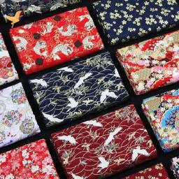 Tecido quimono estilo japonês, Pano impresso bronzeado para patchwork de vestido, Material têxtil doméstico, 100% algodão, 145x50cm - Image 2