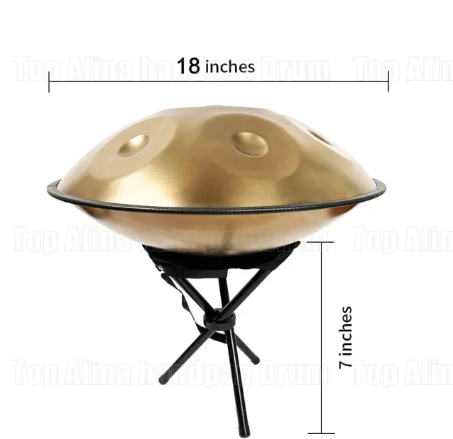Pan Bag de Tambor de Aço Dourado 9 Notas G e C 432Hz 440Hz 18" com Mão Macia