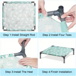 Cama destacável da rede do cão com esteira lavável, À prova de umidade confortável, Cama do cão levantada com fundo antiderrapante, Lateral retangular - Image 5
