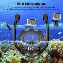 Máscara de snorkel facial completa 180 ° Visão panorâmica silicone seco superior mergulho óculos de natação com 2 snorkels anti-nevoeiro anti-mar - Image 2