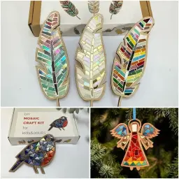 Kit de mosaico artesanal criativo, faça você mesmo, vitral, artesanato, kit de mosaico de penas brilhantes, amantes de artesanato para adultos/crianças - Image 5