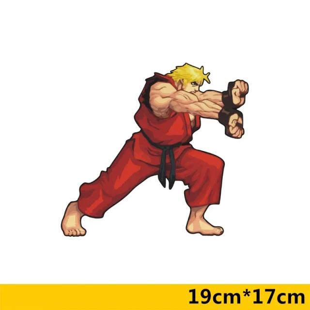 Adesivos Criativos para Carro: Ryu Ken Masters do Street Arcade Game, Decalques Engraçados de Auto Tuning, 19cm x 17cm