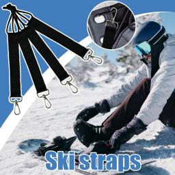 4 pçs portátil snowboard cintas de ligação preto náilon cabo de snowboard resistente ao desgaste ao ar livre conjunto de cabo de snowboard - Image 1