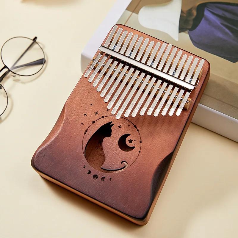 17 teclas kalimba cor gradiente design polegar piano mogno corpo de madeira instrumentos musicais com aprendizagem livro afinação martelo - Image 1