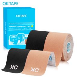 Kinesiology Tape, OK TAPE Atualizado Algodão Elástico Athletic Tape, Nova Embalagem, 5cm x 5m, Precut 20 Tiras, 2 Rolls, Latex Free - Image 1