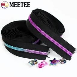 Meetee 2/5M 5 #   Fitas de zíperes de náilon com zíper slider puxar saco decoração bobina fechamentos kit de reparo de zíper diy acessórios de costura de vestuário - Image 4