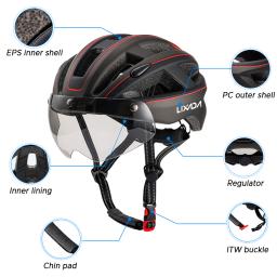 LIXADA-Mountain Bike capacete com destacáveis óculos magnéticos, ciclismo capacetes, luz traseira, equipamento de ciclismo ao ar livre - Image 3