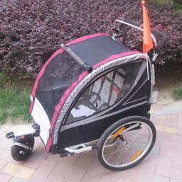 Dois Assentos Outdoor Bicycle Wagon para Crianças, Twins Bike Trailer, Big Wheel Baby Stroller, Jogger Dobrável, 20 in, 2 Assentos - Image 4