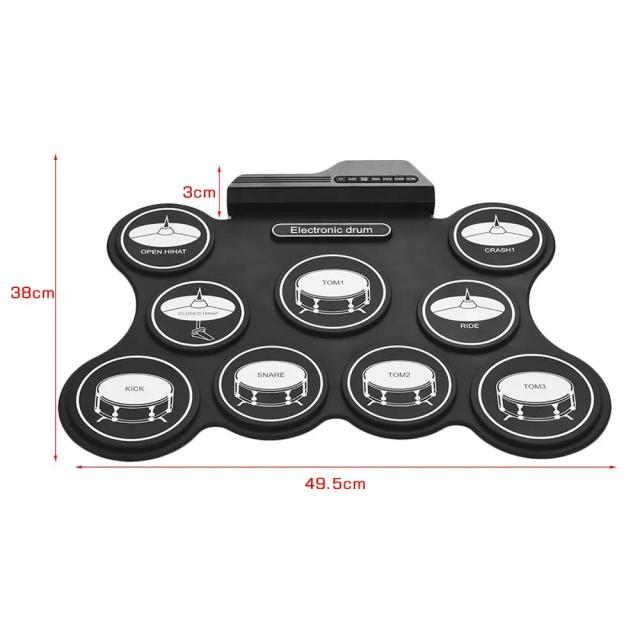 Bateria Eletrônica Profissional para Crianças com Pedal Duplo e Prato de Prática para Percussão
