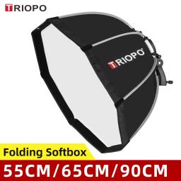 Triopo 55cm 65cm 90cm 120cm dobrável octógono softbox suporte de montagem caixa macia alça para godox yongnuo speedlite flash luz - Image 1