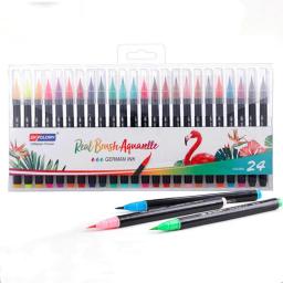 Cor da água Escova Canetas, Cabeça Macia, Lavável, Desenhar Gancho, Linha Curso, Material de Arte Escolar, 12 Cores, 24 Cores, 36 Cores - Image 1