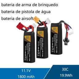Bateria recarregável LiPO para pistola de água, Soft Air Gun, Toy Gun Acessórios, 30C, 501865, 11.1V, 1800mAh - Image 1
