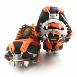 18 dentes escalada crampons para ao ar livre inverno caminhada pesca no gelo sapatos de neve sapatos antiderrapantes capas de sapato de aço manganês - Image 2
