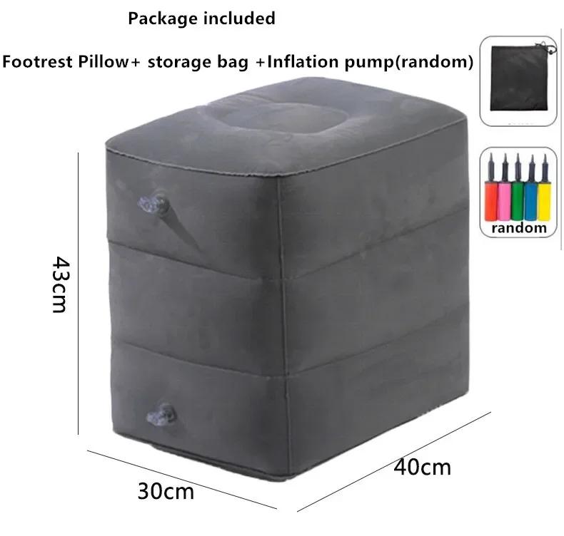 Ajustável Viagem Pé Resto Travesseiro, banquinho inflável, Footstool carro trem de longa distância, 3 camadas de sono Sit - Image 1