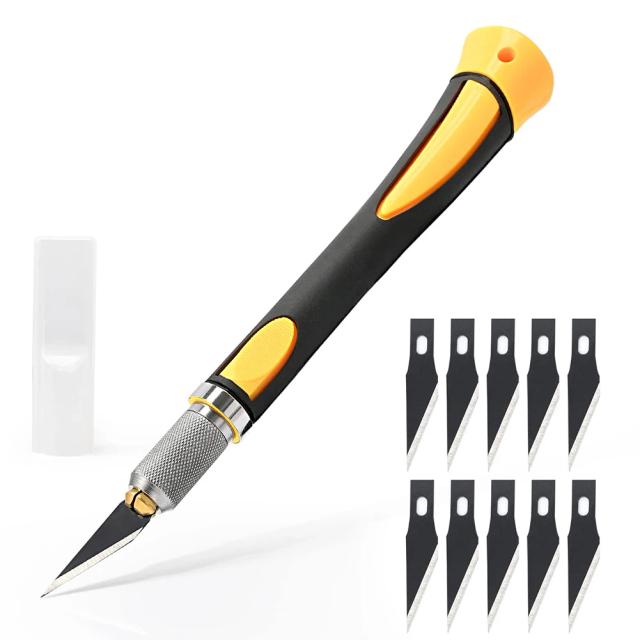Conjunto de Bisturis Precision Craft com 10 Lâminas Antiferrugem para Artesanato, Escultura e Projetos DIY