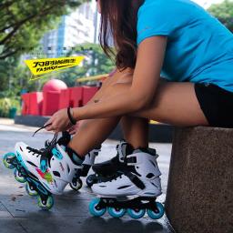 Patins inline profissionais para homens e mulheres, tênis de patinação rápida, patins ao ar livre, branco e preto, tamanho 30-44, adulto e infantil - Image 6