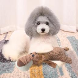 Brinquedos interativos resistentes à mordida para cães Animais de pelúcia Brinquedos Pet Train Algodão PP Função de voz dos desenhos animados Brinquedos de cuidados dentários - Image 5