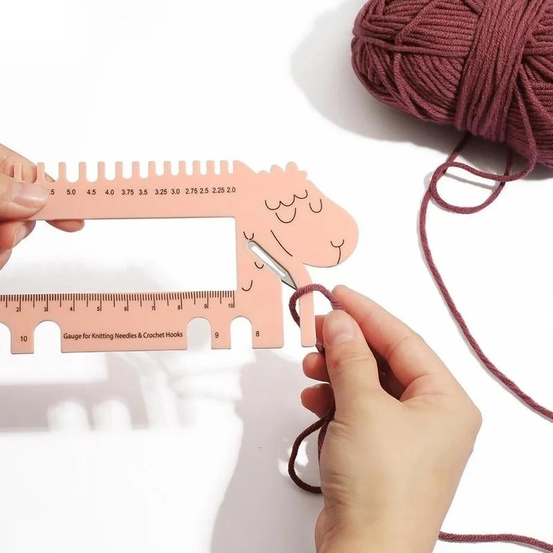 Sheep Head Gauge com Tesoura, Medidor para agulhas de tricô e Crochet Hooks, Régua Ferramenta - Image 1