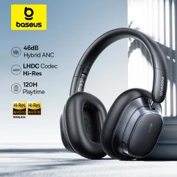 Baseus bowie h1s fones de ouvido sem fio bluetooth 5.4 cancelamento de ruído 46db sobre a orelha fone de ouvido de áudio espacial de alta resolução 120h tempo - Image 1