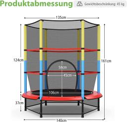 Jardim Trampolim de Fitness, trampolim infantil, rede de segurança bloqueável, OEM, preço de fábrica, até 45 kg - Image 3